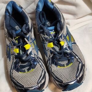 Blue and Yellow Athletic Shoes